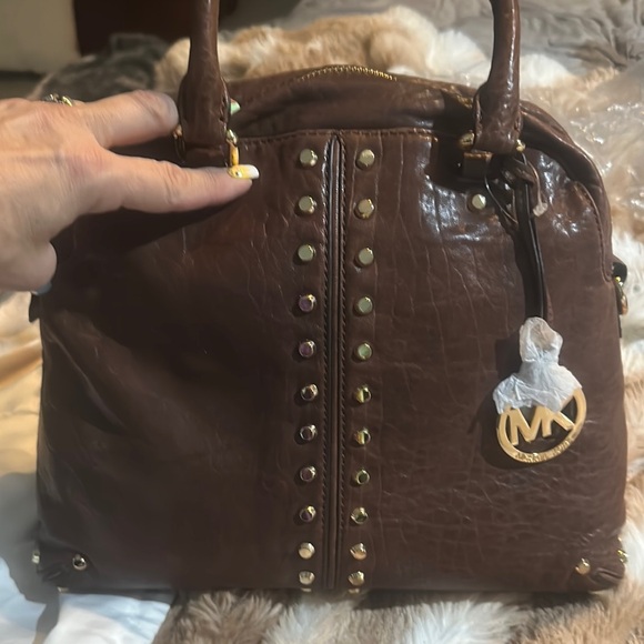 Michael Kors Handbags - Michael Kors Brown Leather Studded Handbag